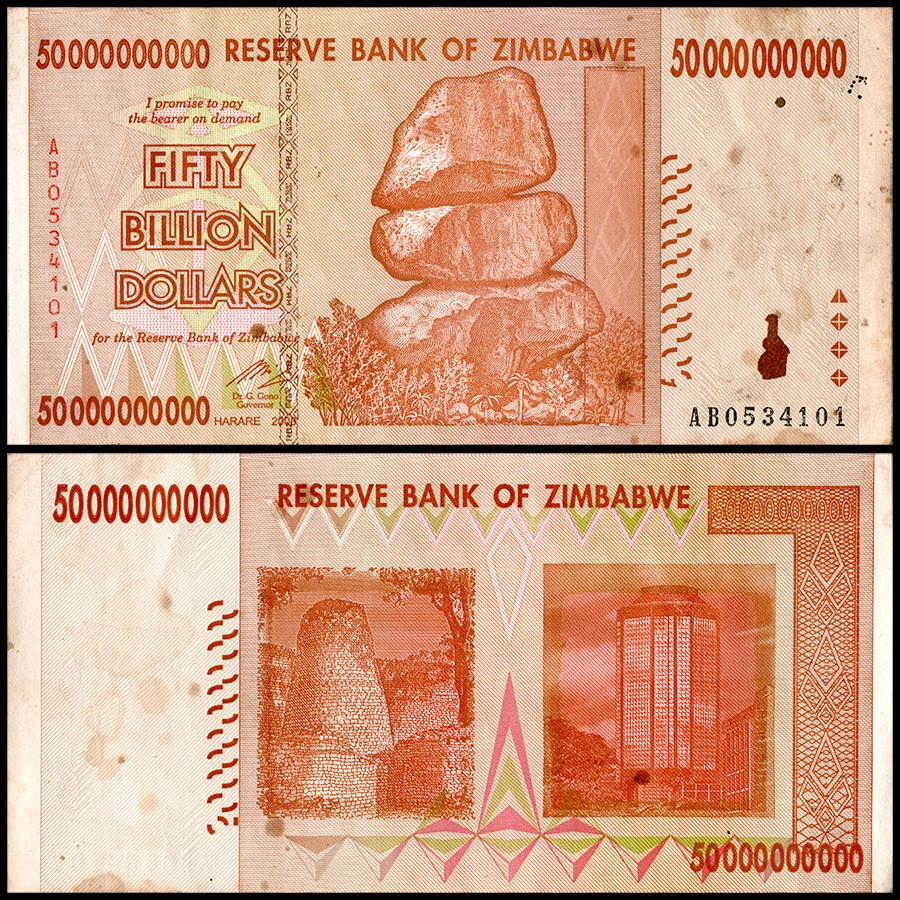 Zimbabwe 50 Billion Dollars, 2008, P-87, Used