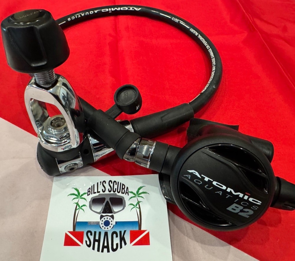 ATOMIC AQUATICS B2 SOLID BLACK EDITION REGULATOR LOOKS LIKE NEVER WET!