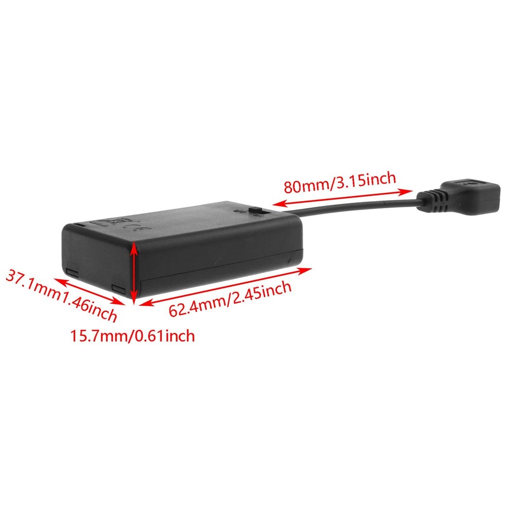 Battery Case USB Female Socket 3 AAA Box Holder with ON-Off Switch Black