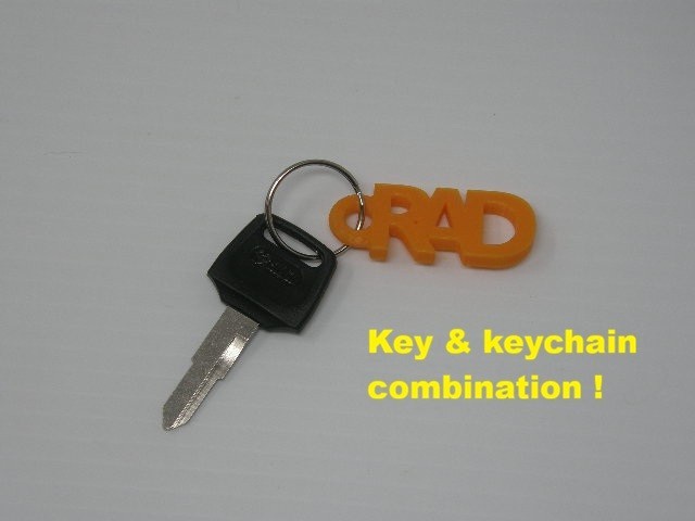 🔑RAD POWER BIKES Universal Battery Key w/black header  & RAD Keychain   ! 🔑