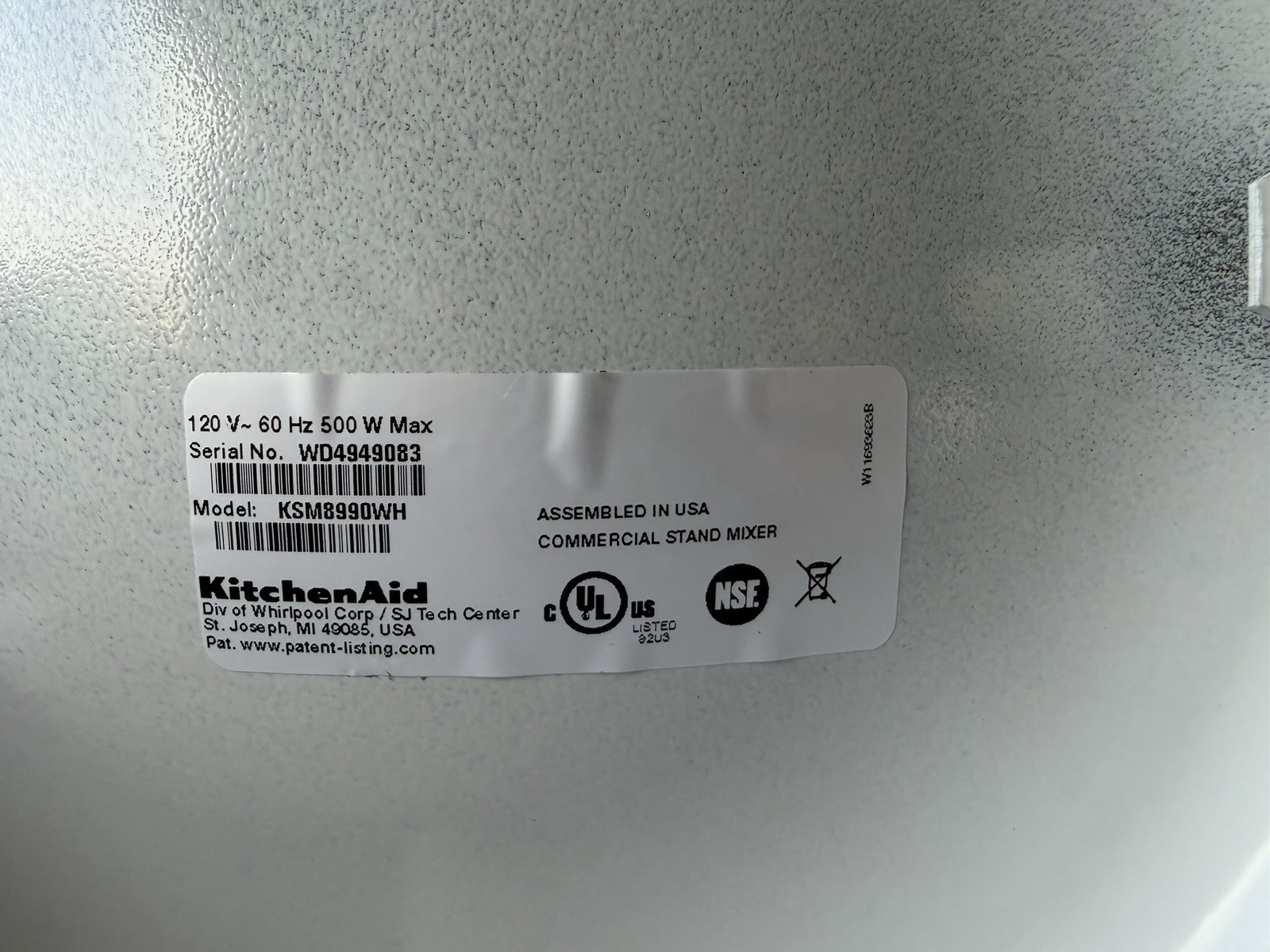 KitchenAid KSM8990WH 8-Quart Commercial Bowl-Lift Stand Mixer