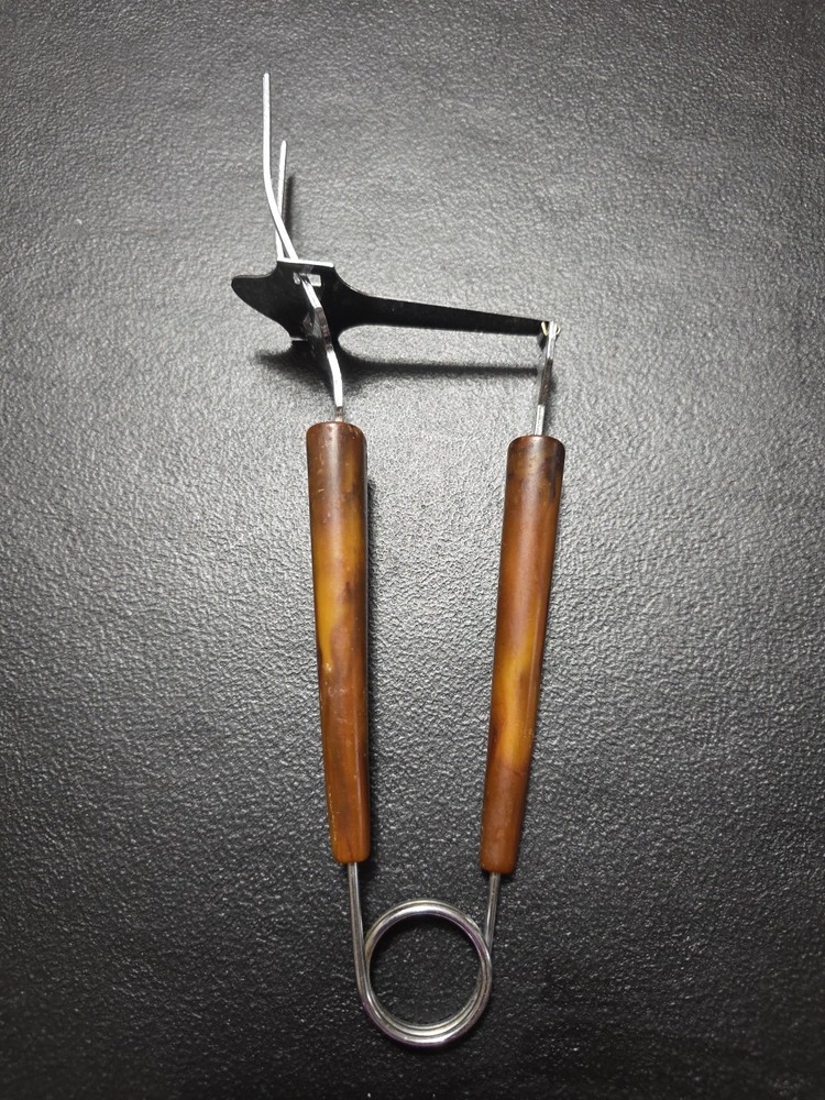 Vintage Spring Loaded Meat Serving Fork 50s Bakelite Handle