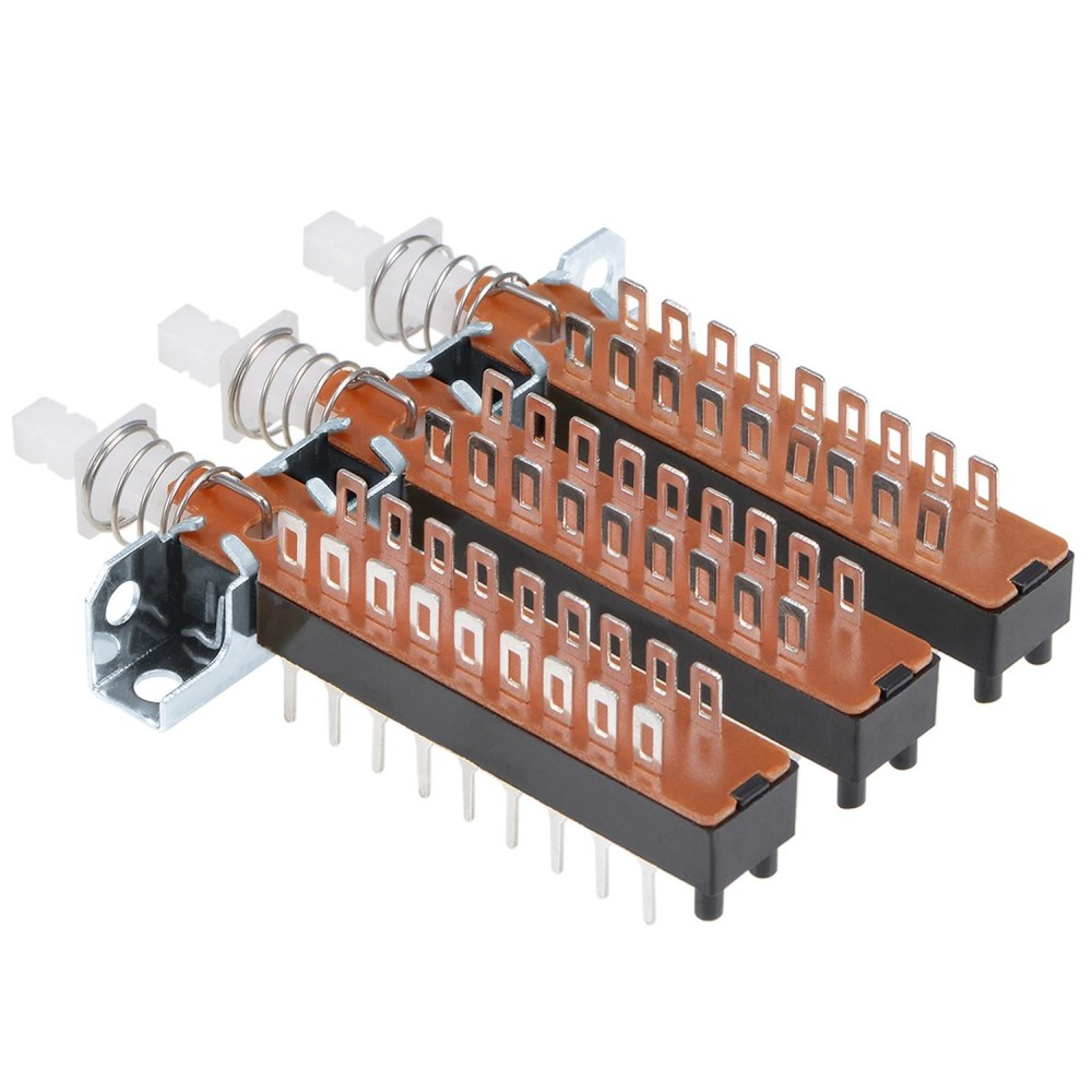 Interlock Push Button Switch Piano Type 6PDT 18 Pin 3 Row