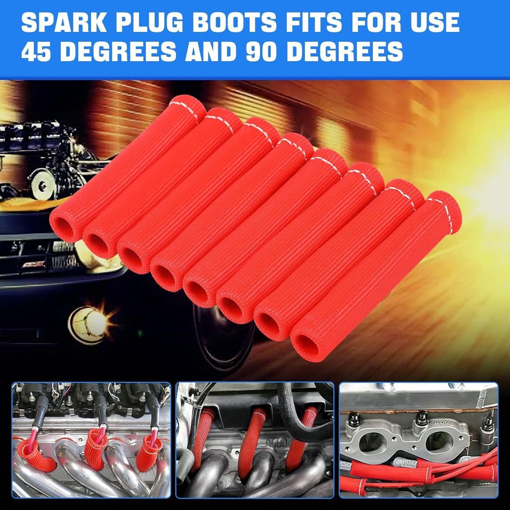 8 Spark Plug Boot Protector 2500° Spark Plug Heat Sleeve Wire Covers Header Boot