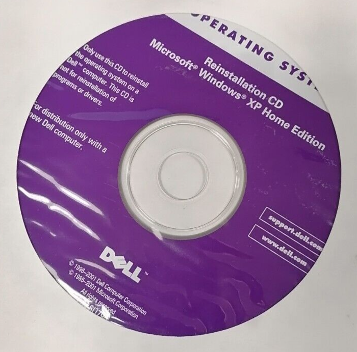Dell Microsoft Windows XP Home Edition Reinstallation CD Purple