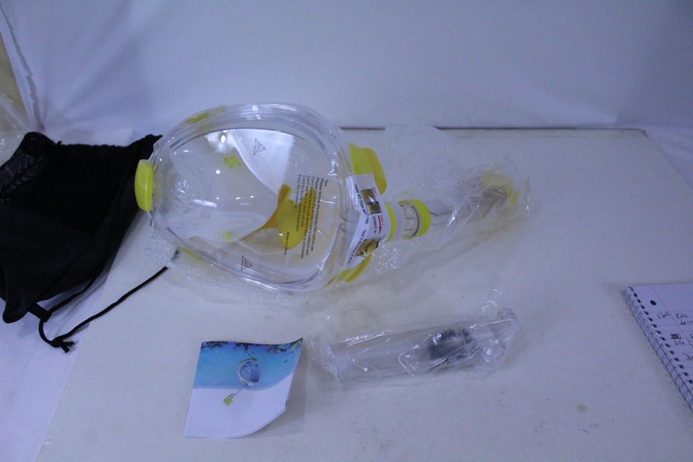 Full Face Snorkel Set Yellow with Back Pack Storage Bag