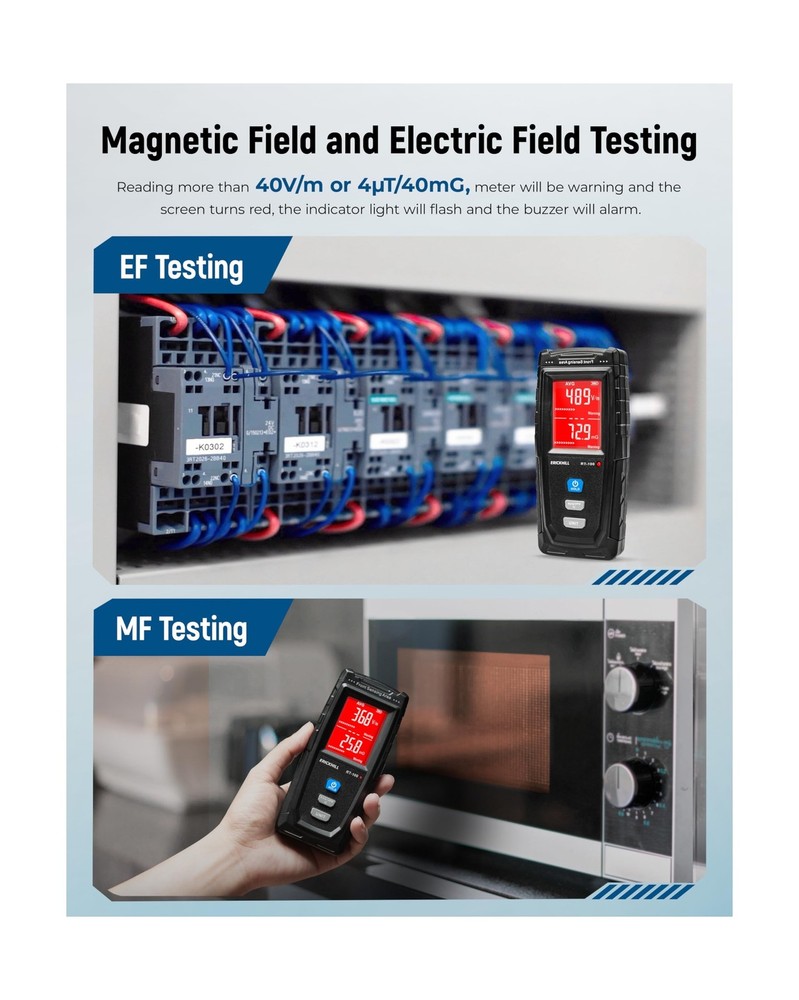 ERICKHILL EMF Meter, Detects Electric and Magnetic Fields, Handheld Digital E...