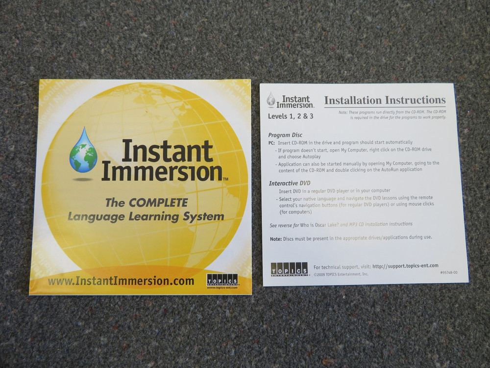Instant Immersion Spanish Levels 1, 2, 3 Computer Software PC/MAC (9 Discs,2009)