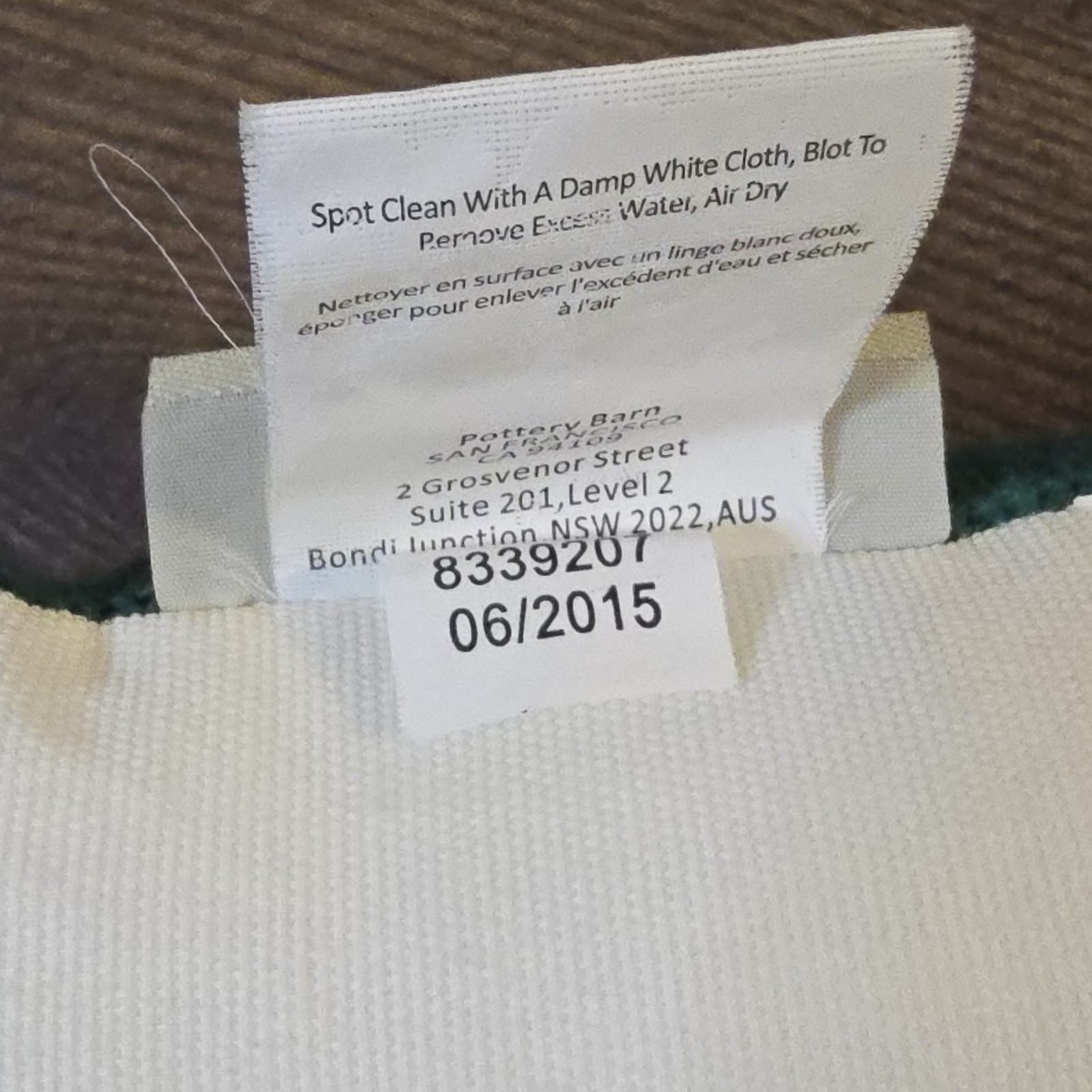 Pottery Barn Boston Tall Ship Pillow 12x12 Green Navy Embroidered Cotton