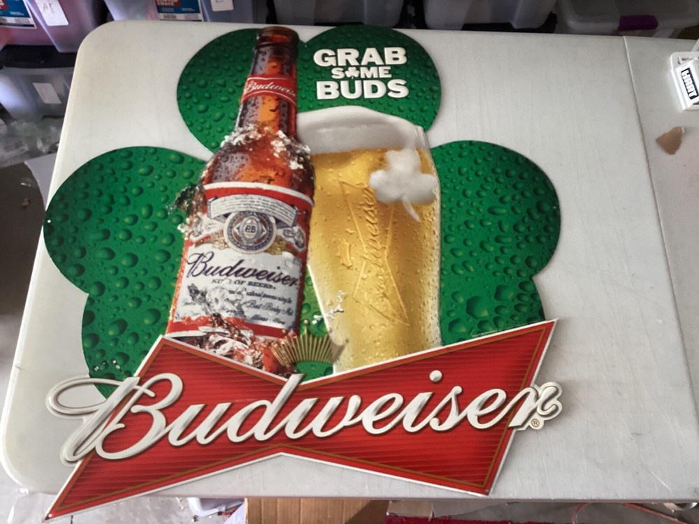 Grab Some Buds St Patrick Day Budweiser Beer Sign