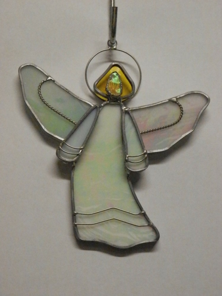 Medium Stained Glass Angel - White - R508W