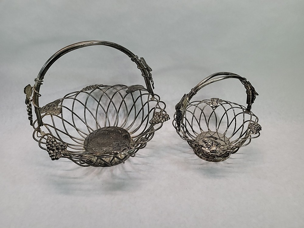 Vintage Grapevine Godinger Silver Art Co Vine Metal Baskets Swinging Handle