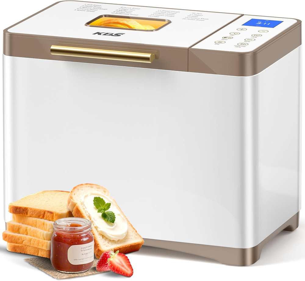 20-IN-1 Bread Maker with Custom Program, 650W Bread Machine with Nonstick Cerami