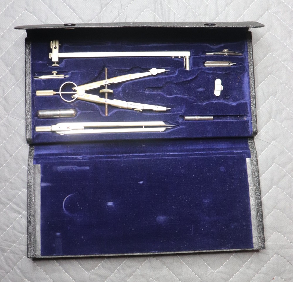 Vintage Frederick Post Drafting Compass Set Complete Engineer Tools w/ Case