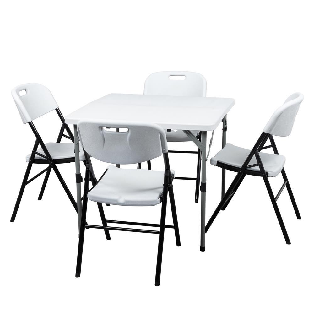 Lifetime Commercial Contoured Folding Chairs Set Steel Frame Plastic Seat Table