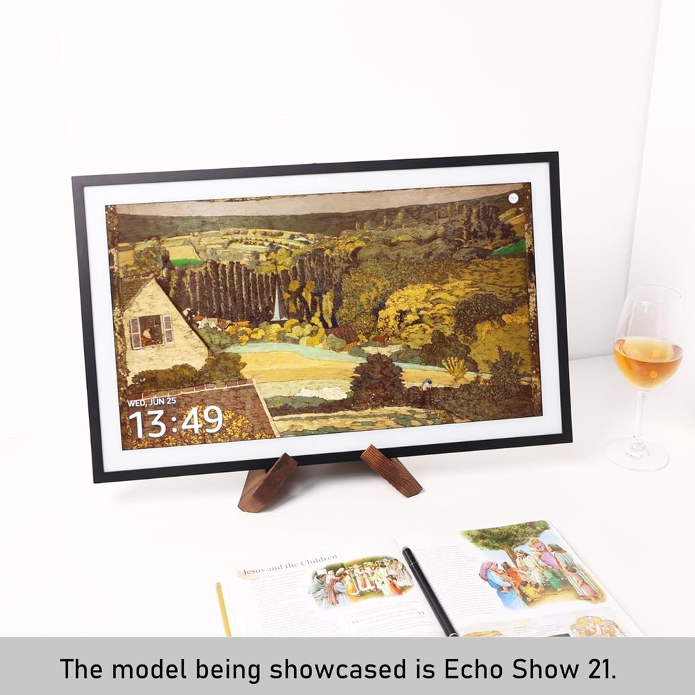 Solid Wood Tablet Computer Stands Compatible for Echo Show 15,Echo Show 21,Su...