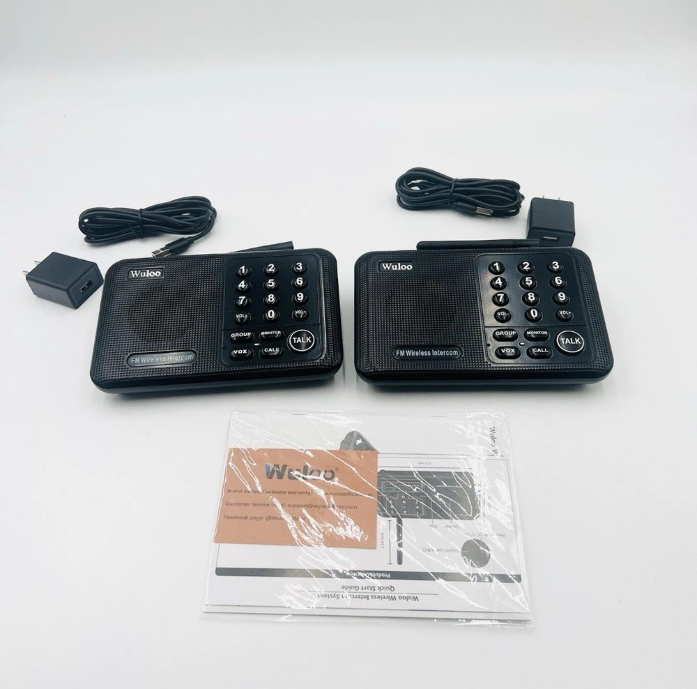 Wuloo Wireless Home Intercom System 2 Pack Model: WL-666 - FM 5280ft Range