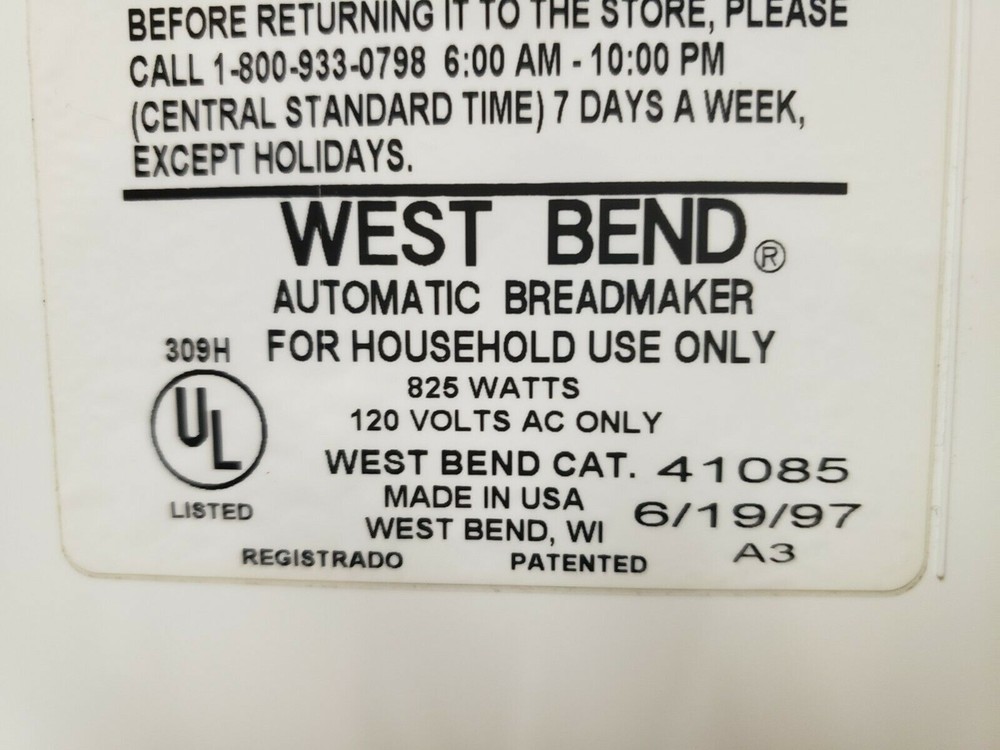 Pan Seal Kit for West Bend Bread Maker Models 41085 41085Z