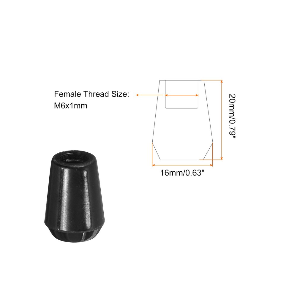 M6x20mm Female Threaded Hand Knobs Tapered Insert Handles for Mechanical, 2Pcs