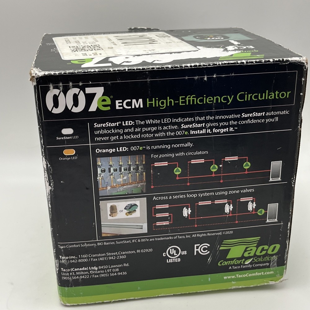 UNTESTED Taco 007e ECM High Efficiency Variable Speed Circulator Pump A30