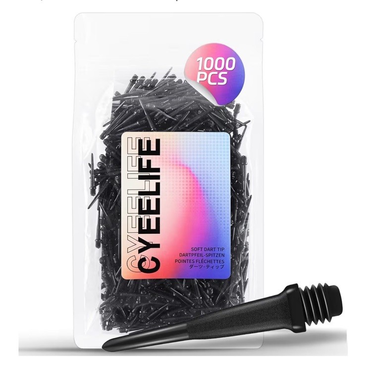 Cyeelife 2BA Thread Soft Tip Dart Points - Plastic Dart Tips - 100/1000 Pack Pre