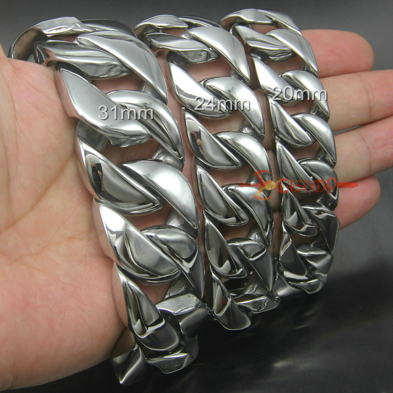 Men's Thick Heavy Chain Stainless Steel Cuban Link Necklace Bracelet 20/24/31mm