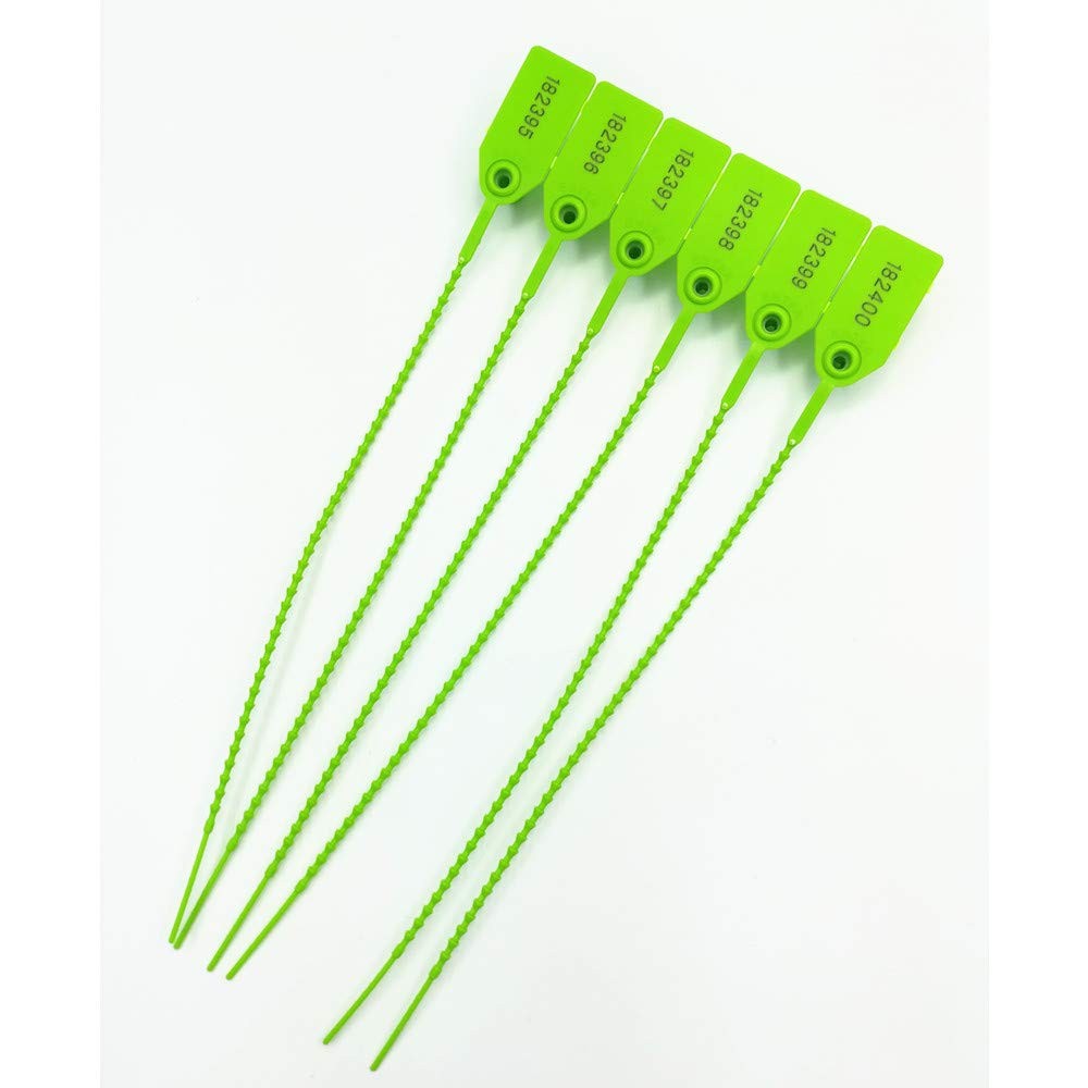 250mm Pull-Tite Security Seal Plastic Seals Signage Numbered 100pcs, Green