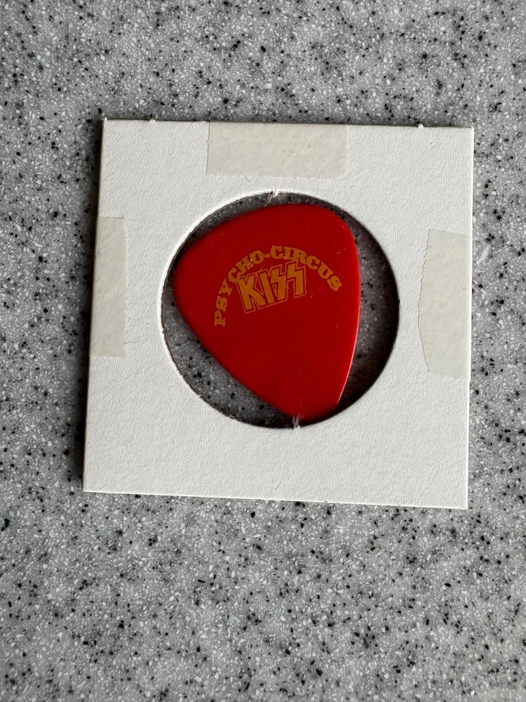 KISS Guitar Pick Ace Frehley Psycho Circus Spencers 1998 Red Yellow   Vintage