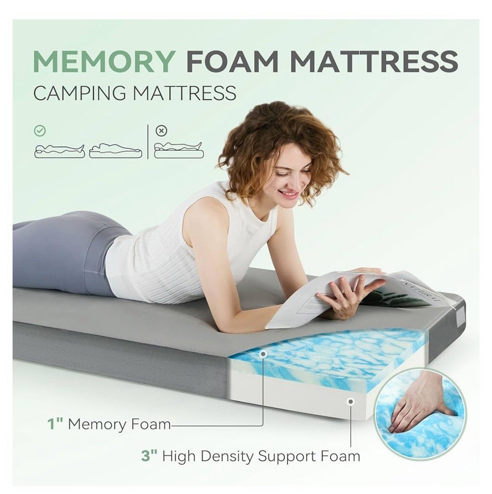 Sinweek Memory Foam Camping Mattress CertiPUR-US Waterproof - B2