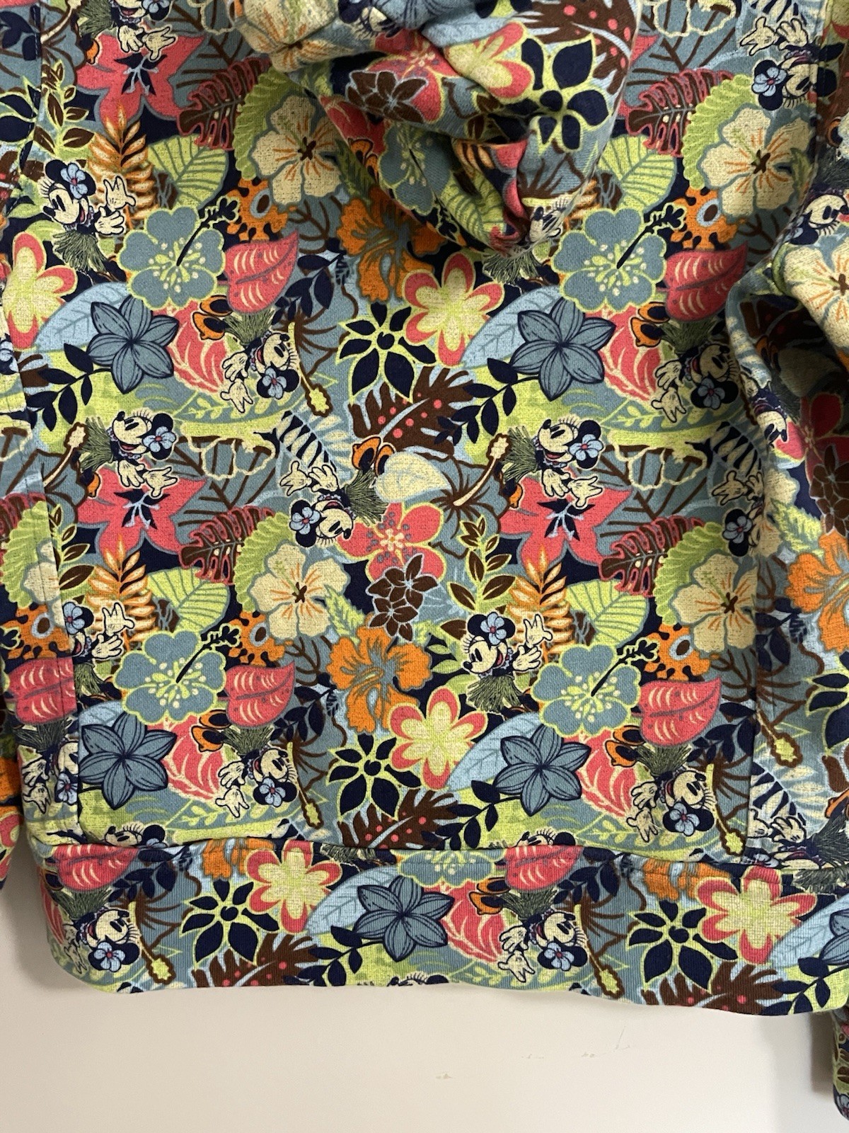 Disney Resort Mini Mouse Floral Women’s Jacket Full Zip Drawstring Hood Sz L