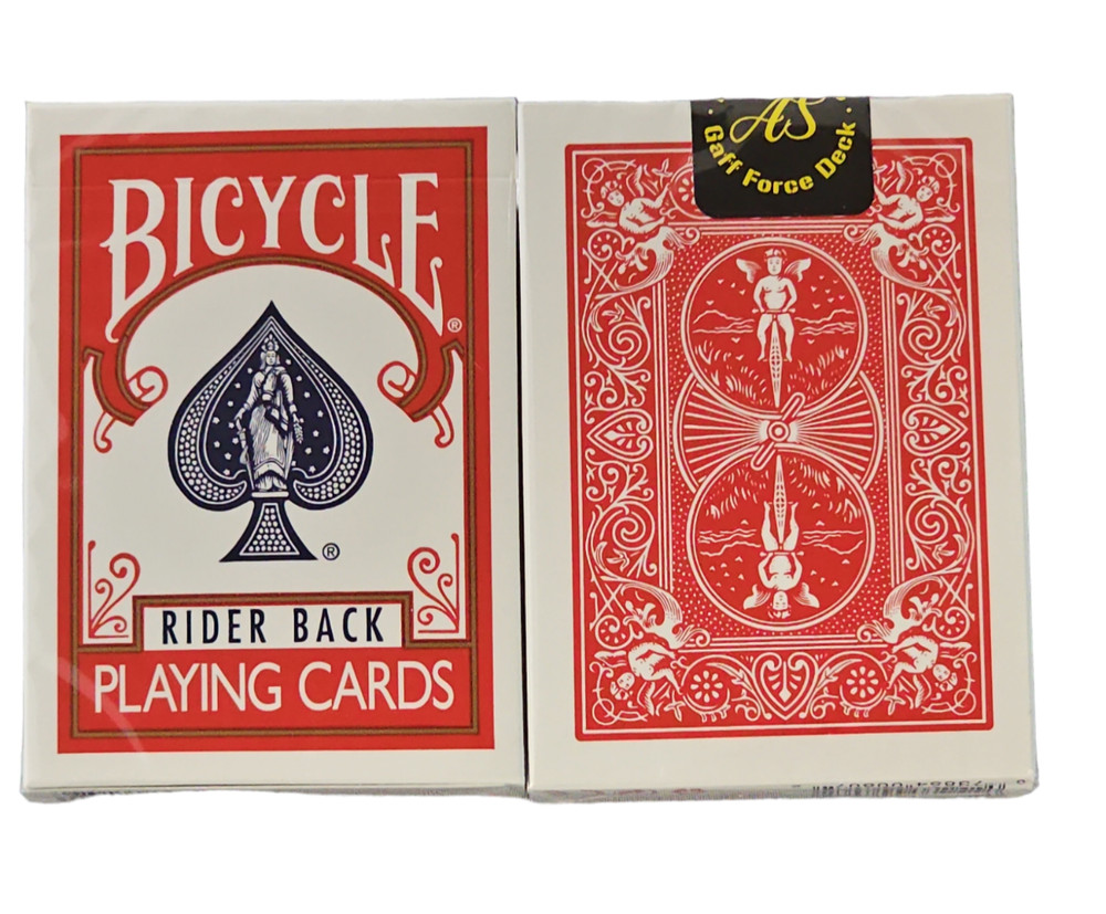 Bicycle 1 Deck One Way ACE SPADE Red Force Playing Same + 4 Gaff Magic Cards