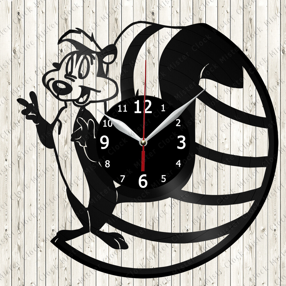Pepe le Pew Vinyl Record Wall Clock Decor Handmade 7204