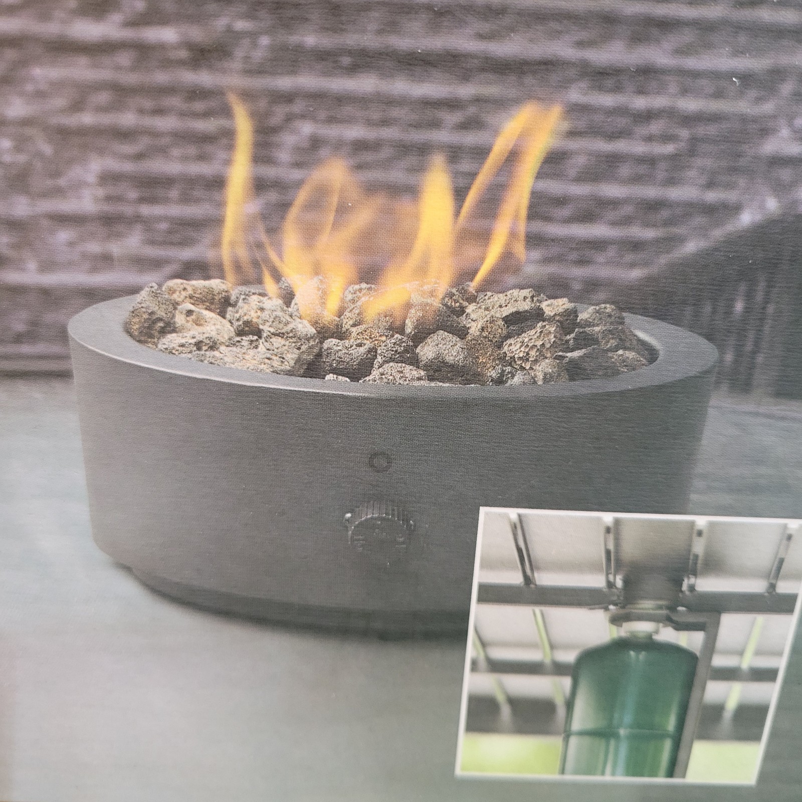 Project 62 Outdoor Gas Tabletop FIre Bowl Black Metal Finish Open Box New
