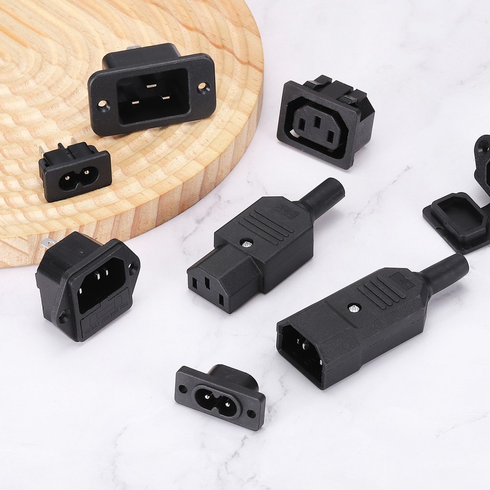 C8 Panel Mount Plug Adapter 250V AC 2.5A 2 Pins with Screws 2 Pcs