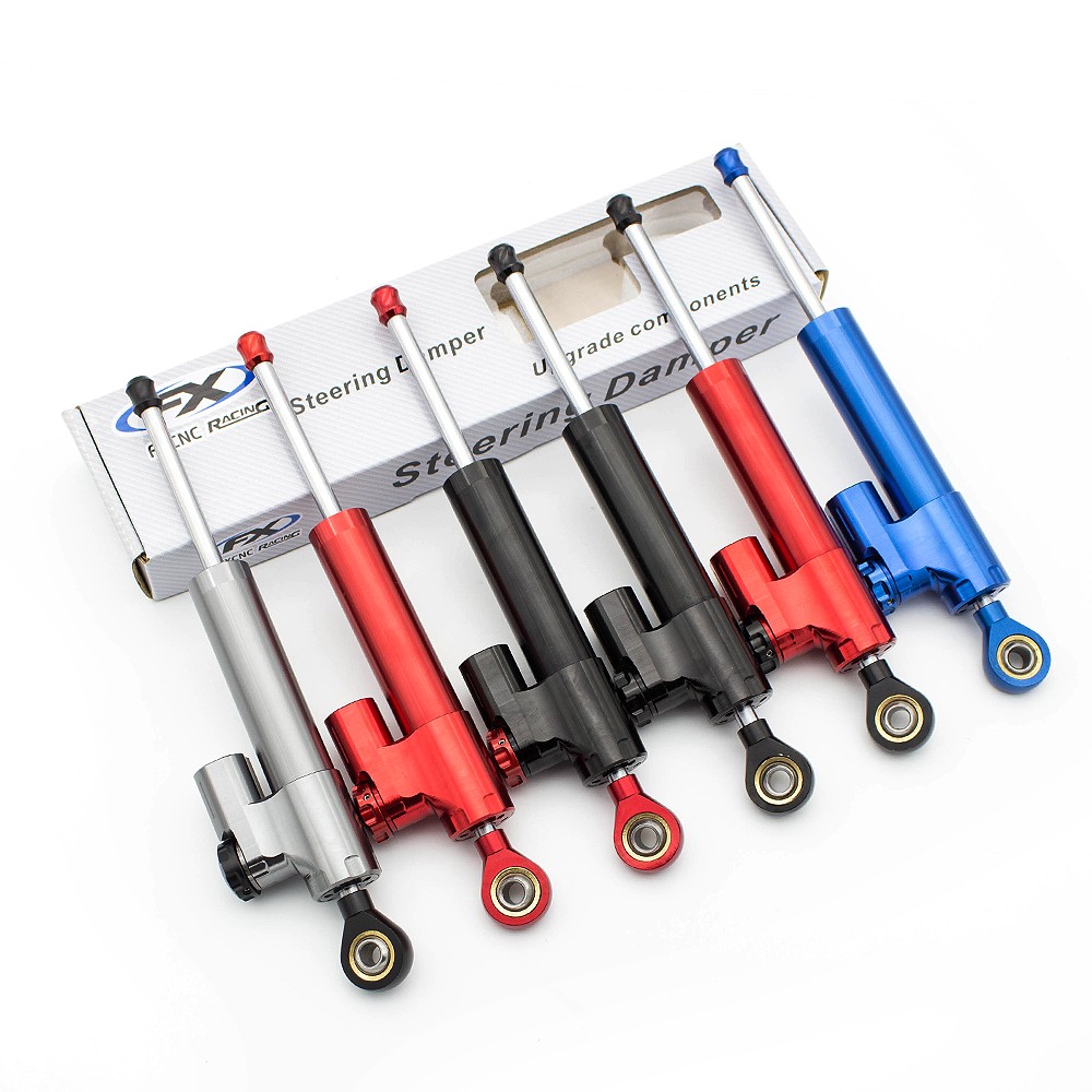 CNC Grey Universal Steering Damper Motorcycle Stabilizer Linear Reversed Control