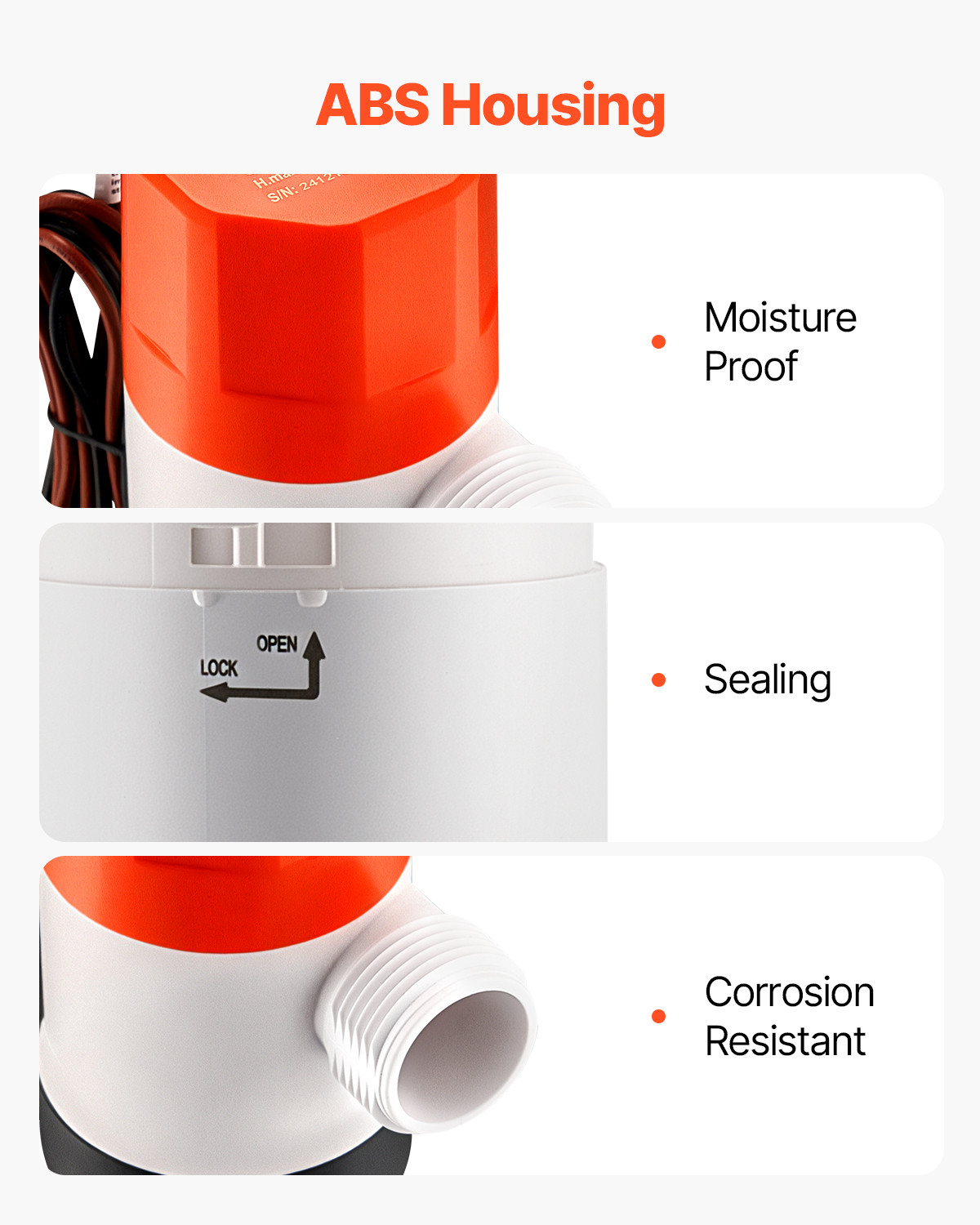 Livewell Pump for Boat 12V 500 GPH Livewell Aerator Pump Straight 2 Inlets