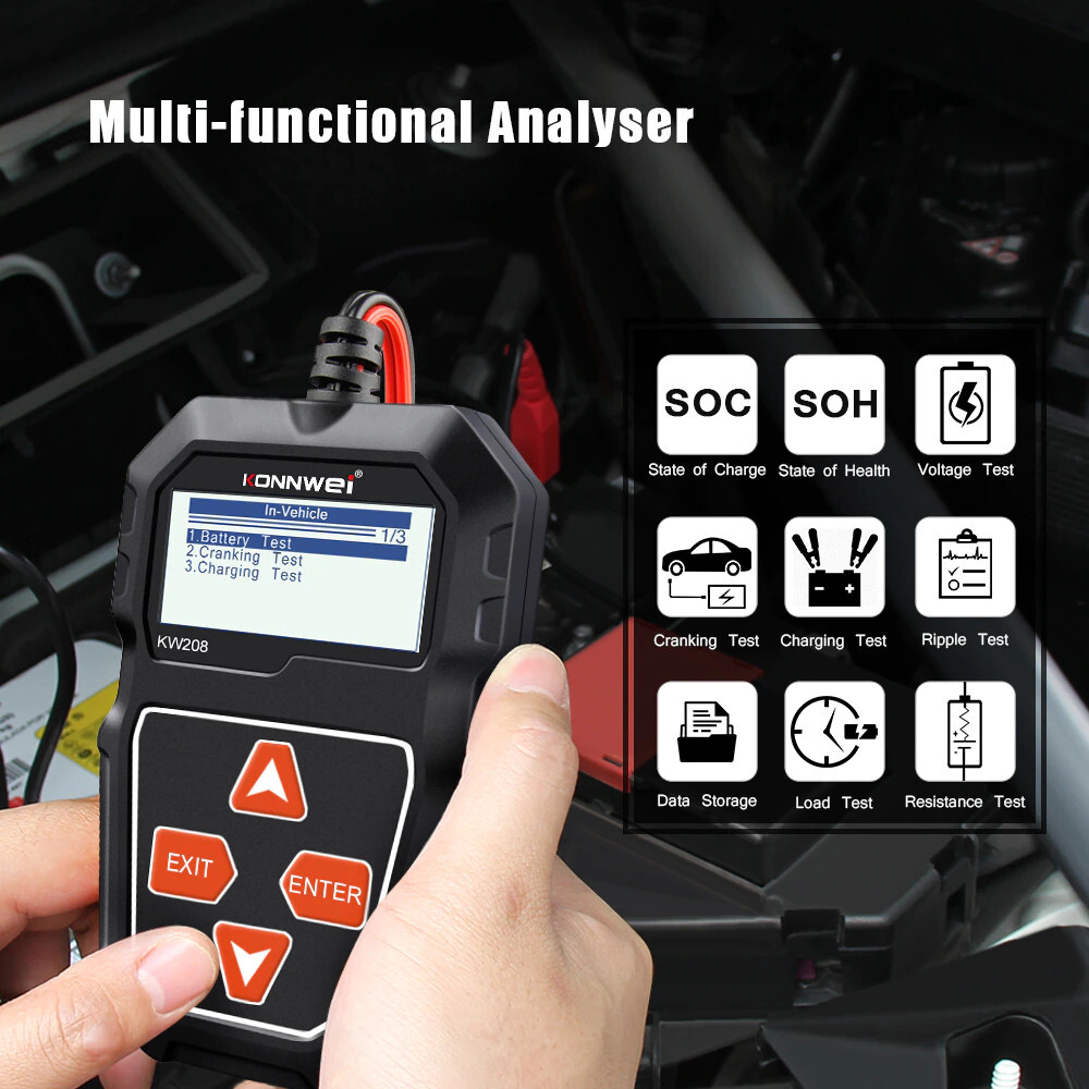 Digital 12V Battery Load Tester Bad Cell Detection Charging Cranking System Test