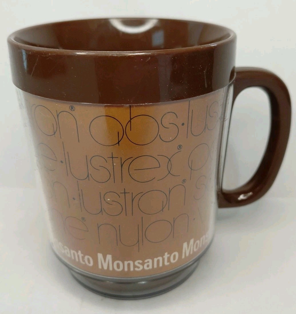 Vintage MONSANTO Thermo Serv Coffee Cups Mugs Conspiracy Fun RARE Tinfoil Hat