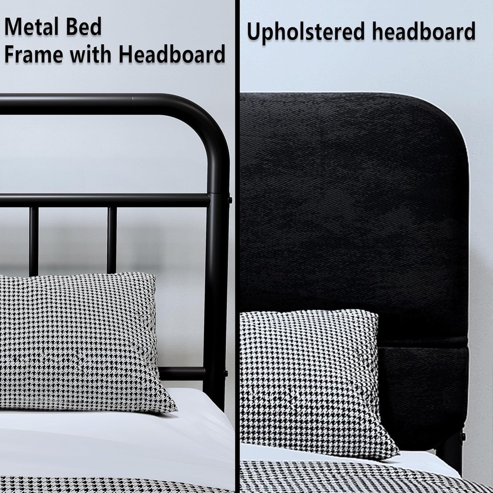 Full Queen Size Upholstered Bed Frame,Metal Platform Bed Frame with Headboard