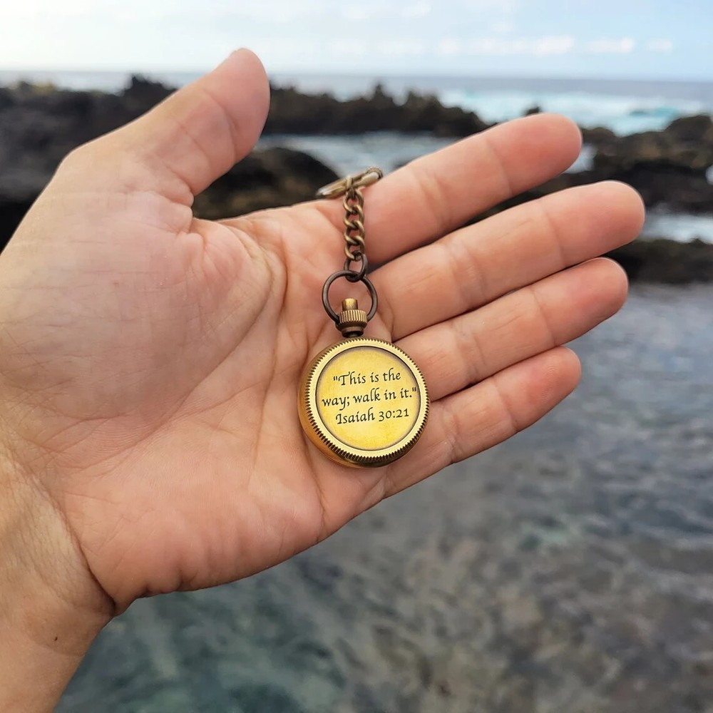 Compass Keychain - Personalized Compass - Engraved Compass - Brass Compass