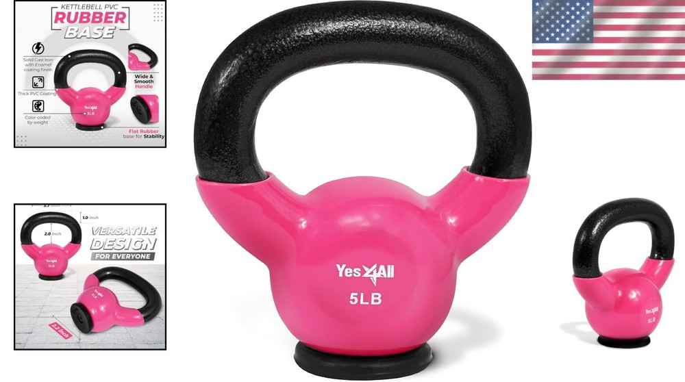 Kettlebell Set with Rubber Base, Ideal for Strength Training - 5-65 lbs Options
