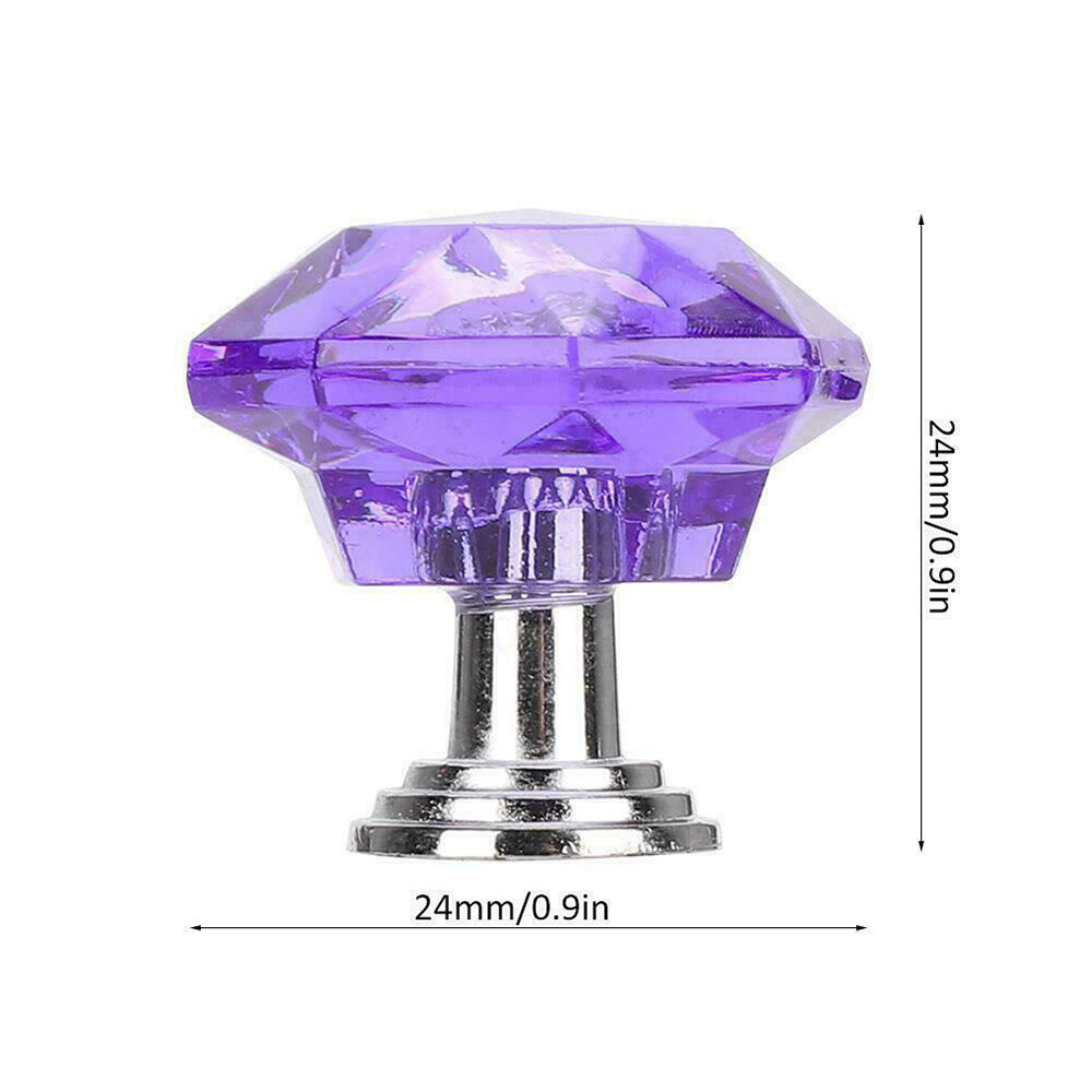 25X Crystal Diamond Dresser Knobs Drawer Pull Handle Cabinet Door Purple US EOB