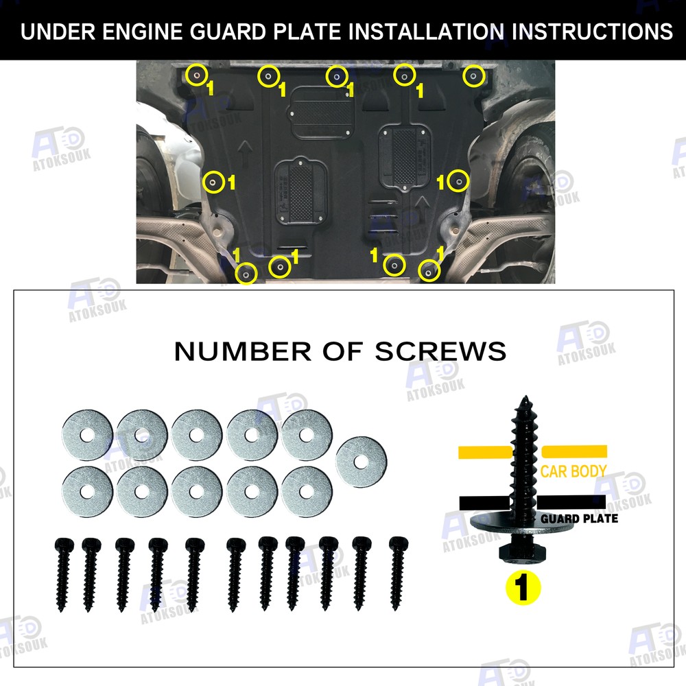For Ford Edge 2015-2023 Auto Under Engine Cover Guard Mudguard Black