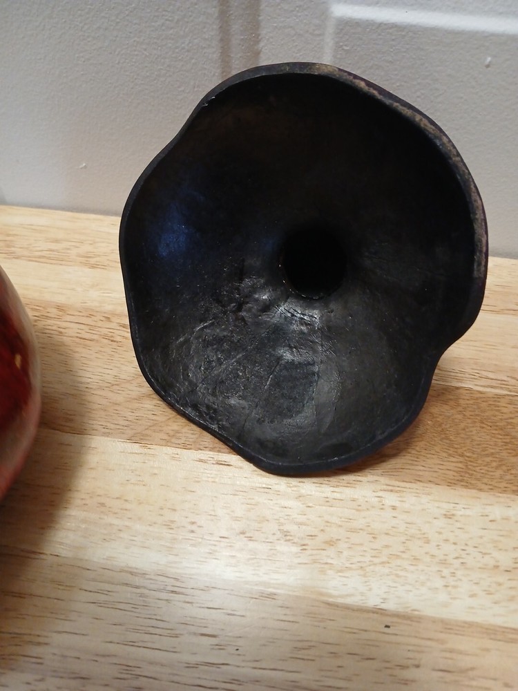 Red Gourd Container with Lid Cherry Apple Carved Handmade