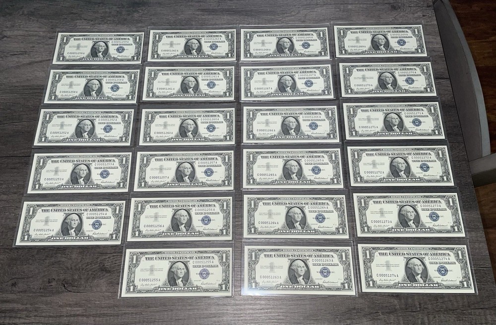 1957 SILVER CERTIFICATES UNCIRCULATED 23 CONSECUTIVE NOTES -