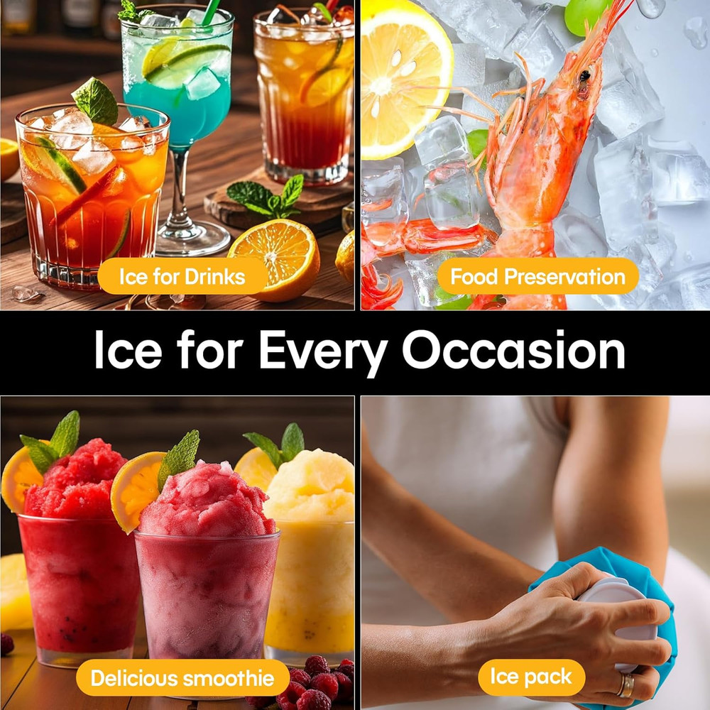 Nugget Ice Maker Countertop, Portable Ice Makers Machine with Removable Basket a