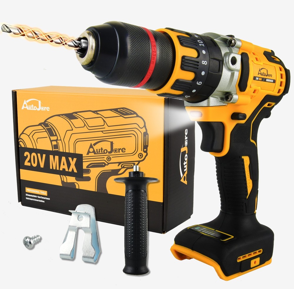 1/2" Cordless Drill Driver for Dewalt 20V Battery, Brushless Compact Drill Tool