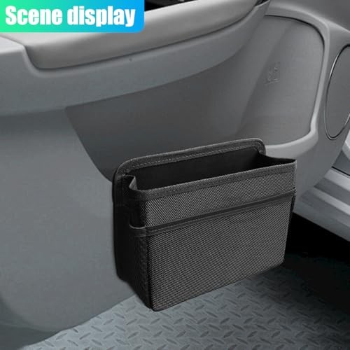 Car Trash Can, Foldable Waterproof Leather Trash Bin Garbage Organizer, Black