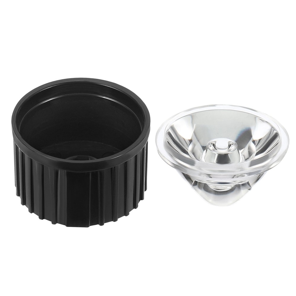 20mm LED Lens 15 Degree with Plastic Support, 8 Set, Black/Transparent