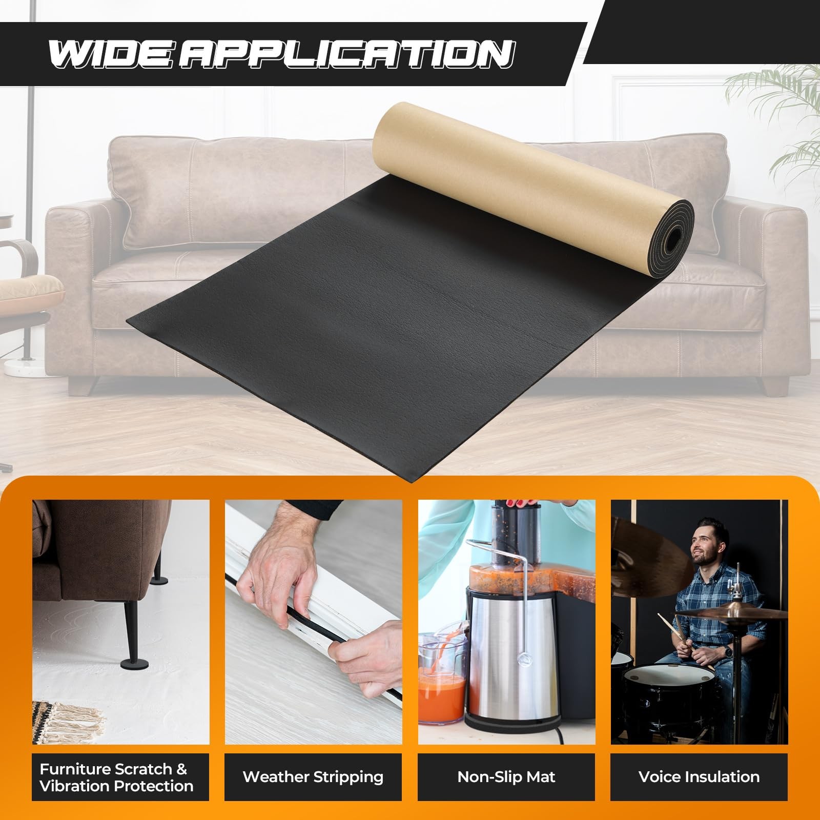 Sponge Neoprene with Adhesive Foam Rubber Sheet 1/8” Thick X 12” Wide X 54” L...